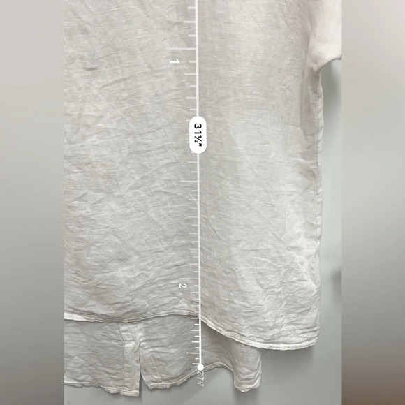 Terzo Millennio White High Low 100% Linen Blouse made in Italy size large - Picture 9 of 9